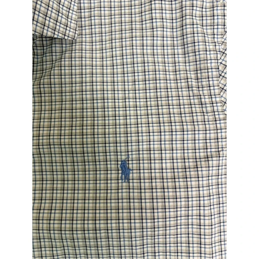 Ralph Lauren Polo  100% Cotton Stretch Button Up Shirt Multicolor Check Size XL